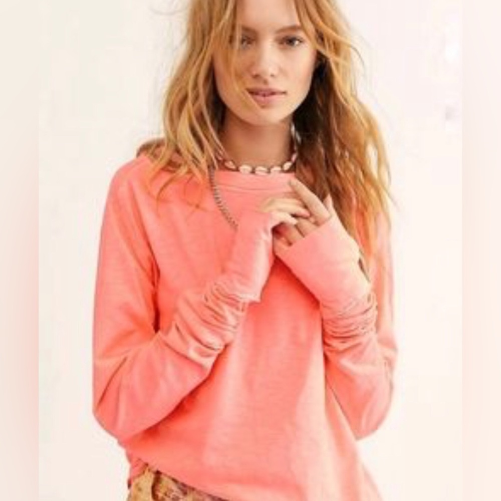 NWT Free People Arden Extra Long Cotton Top in Lemonade Punch Women's Size Small